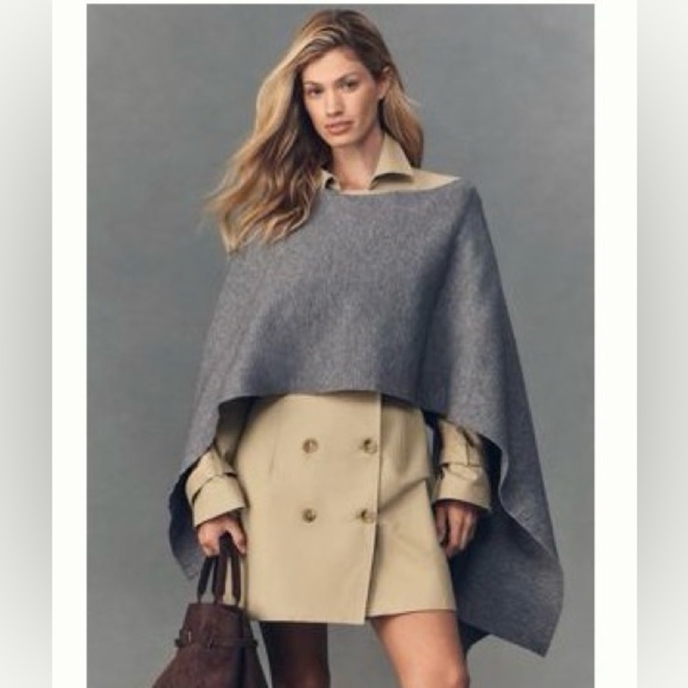 NWT Elegant Gray Women's Sweater Poncho